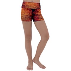 Red Waves Flow Series 1 Kids  Lightweight Velour Yoga Shorts by DimitriosArt