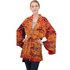 Red Waves Flow Series 1 Long Sleeve Velvet Kimono 