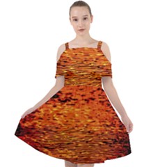 Red Waves Flow Series 1 Cut Out Shoulders Chiffon Dress by DimitriosArt