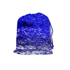 Blue Waves Flow Series 1 Drawstring Pouch (large) by DimitriosArt