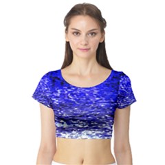 Blue Waves Flow Series 1 Short Sleeve Crop Top by DimitriosArt