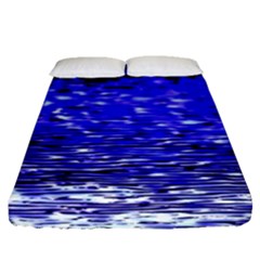 Blue Waves Flow Series 1 Fitted Sheet (queen Size) by DimitriosArt