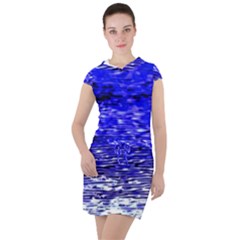 Blue Waves Flow Series 1 Drawstring Hooded Dress by DimitriosArt