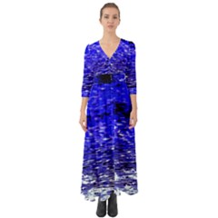 Blue Waves Flow Series 1 Button Up Boho Maxi Dress by DimitriosArt