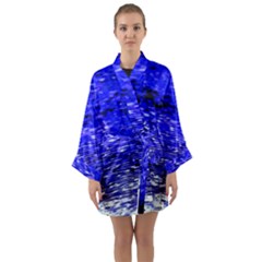 Blue Waves Flow Series 1 Long Sleeve Satin Kimono by DimitriosArt