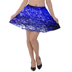 Blue Waves Flow Series 1 Velvet Skater Skirt by DimitriosArt