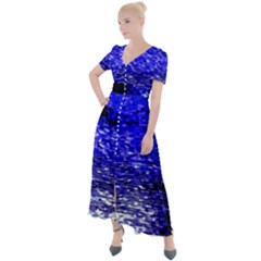 Blue Waves Flow Series 1 Button Up Short Sleeve Maxi Dress