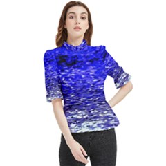 Blue Waves Flow Series 1 Frill Neck Blouse