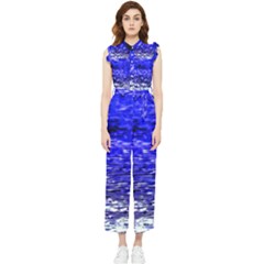 Blue Waves Flow Series 1 Women s Frill Top Chiffon Jumpsuit by DimitriosArt