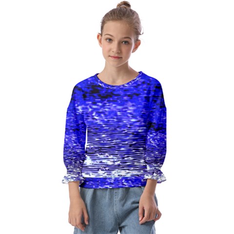 Blue Waves Flow Series 1 Kids  Cuff Sleeve Top by DimitriosArt