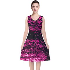 Rose Waves Flow Series 1 V-neck Midi Sleeveless Dress  by DimitriosArt