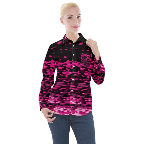 Rose Waves Flow Series 1 Women s Long Sleeve Pocket Shirt by DimitriosArt