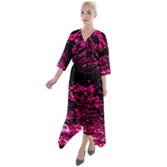 Rose Waves Flow Series 1 Quarter Sleeve Wrap Front Maxi Dress by DimitriosArt