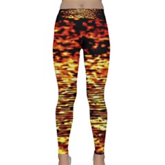 Yellow Waves Flow Series 1 Classic Yoga Leggings by DimitriosArt