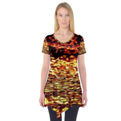 Yellow Waves Flow Series 1 Short Sleeve Tunic  by DimitriosArt