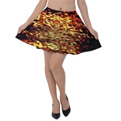 Yellow Waves Flow Series 1 Velvet Skater Skirt by DimitriosArt