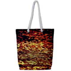 Yellow Waves Flow Series 1 Full Print Rope Handle Tote (small) by DimitriosArt