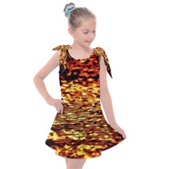 Yellow Waves Flow Series 1 Kids  Tie Up Tunic Dress by DimitriosArt