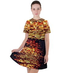 Yellow Waves Flow Series 1 Short Sleeve Shoulder Cut Out Dress  by DimitriosArt