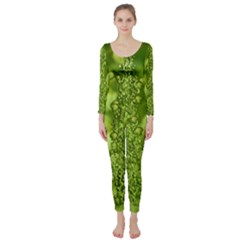 Green Fresh  Lilies Of The Valley The Return Of Happiness So Decorative Long Sleeve Catsuit by pepitasart