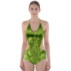 Green Fresh  Lilies Of The Valley The Return Of Happiness So Decorative Cut-out One Piece Swimsuit by pepitasart