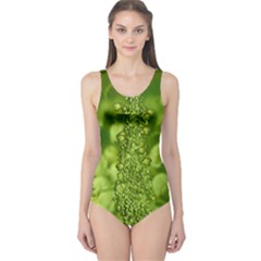 Green Fresh  Lilies Of The Valley The Return Of Happiness So Decorative One Piece Swimsuit by pepitasart