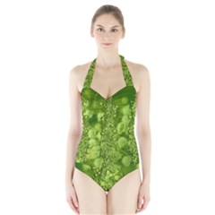 Green Fresh  Lilies Of The Valley The Return Of Happiness So Decorative Halter Swimsuit by pepitasart