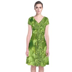 Green Fresh  Lilies Of The Valley The Return Of Happiness So Decorative Short Sleeve Front Wrap Dress by pepitasart