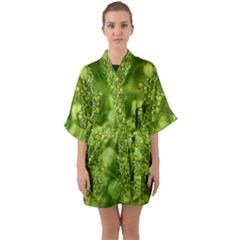 Green Fresh  Lilies Of The Valley The Return Of Happiness So Decorative Half Sleeve Satin Kimono  by pepitasart