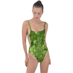 Green Fresh  Lilies Of The Valley The Return Of Happiness So Decorative Tie Strap One Piece Swimsuit by pepitasart