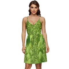 Green Fresh  Lilies Of The Valley The Return Of Happiness So Decorative V-neck Pocket Summer Dress 