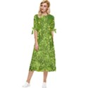 Green Fresh  Lilies Of The Valley The Return Of Happiness So Decorative Bow Sleeve Chiffon Midi Dress View1