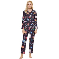 New Year Womens  Long Sleeve Velvet Pocket Pajamas Set