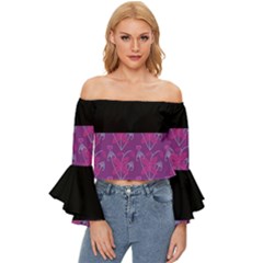 Floral Off Shoulder Flutter Bell Sleeve Top