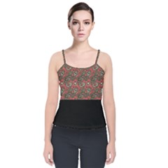 Floral Velvet Spaghetti Strap Top by Sparkle