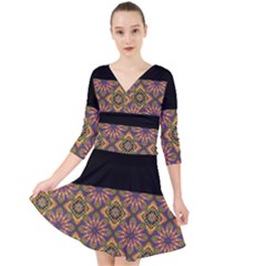 Digitaldesign Quarter Sleeve Front Wrap Dress