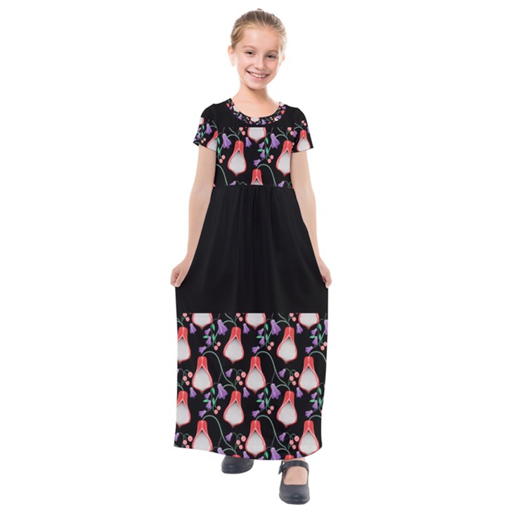 Floral Kids  Short Sleeve Maxi Dress