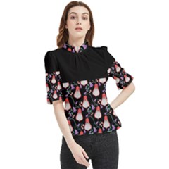 Floral Frill Neck Blouse