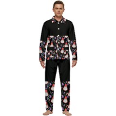 Floral Men s Long Sleeve Velvet Pocket Pajamas Set