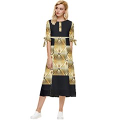 Digitaldesign Bow Sleeve Chiffon Midi Dress