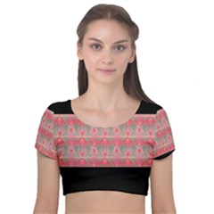 Digitaldesign Velvet Short Sleeve Crop Top  by Sparkle