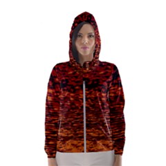 Red Waves Flow Series 2 Women s Hooded Windbreaker by DimitriosArt