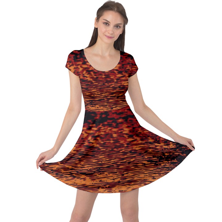 Red Waves Flow Series 2 Cap Sleeve Dress