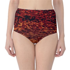 Red Waves Flow Series 2 Classic High-waist Bikini Bottoms by DimitriosArt