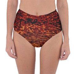 Red Waves Flow Series 2 Reversible High-waist Bikini Bottoms by DimitriosArt