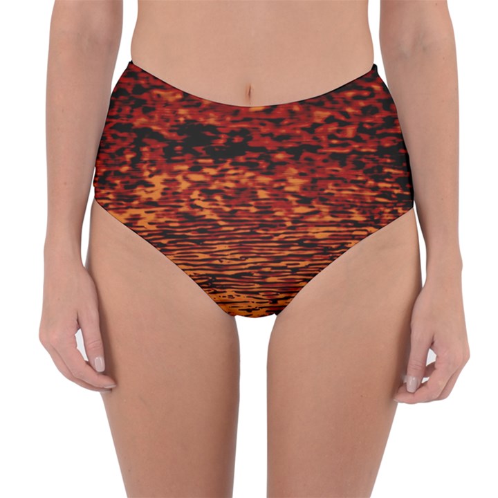 Red Waves Flow Series 2 Reversible High-Waist Bikini Bottoms