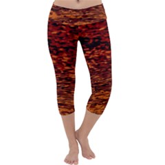 Red Waves Flow Series 2 Capri Yoga Leggings by DimitriosArt