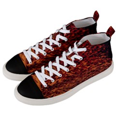 Red Waves Flow Series 2 Men s Mid-top Canvas Sneakers by DimitriosArt