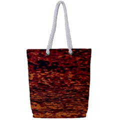 Red Waves Flow Series 2 Full Print Rope Handle Tote (small) by DimitriosArt