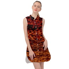 Red Waves Flow Series 2 Sleeveless Shirt Dress by DimitriosArt